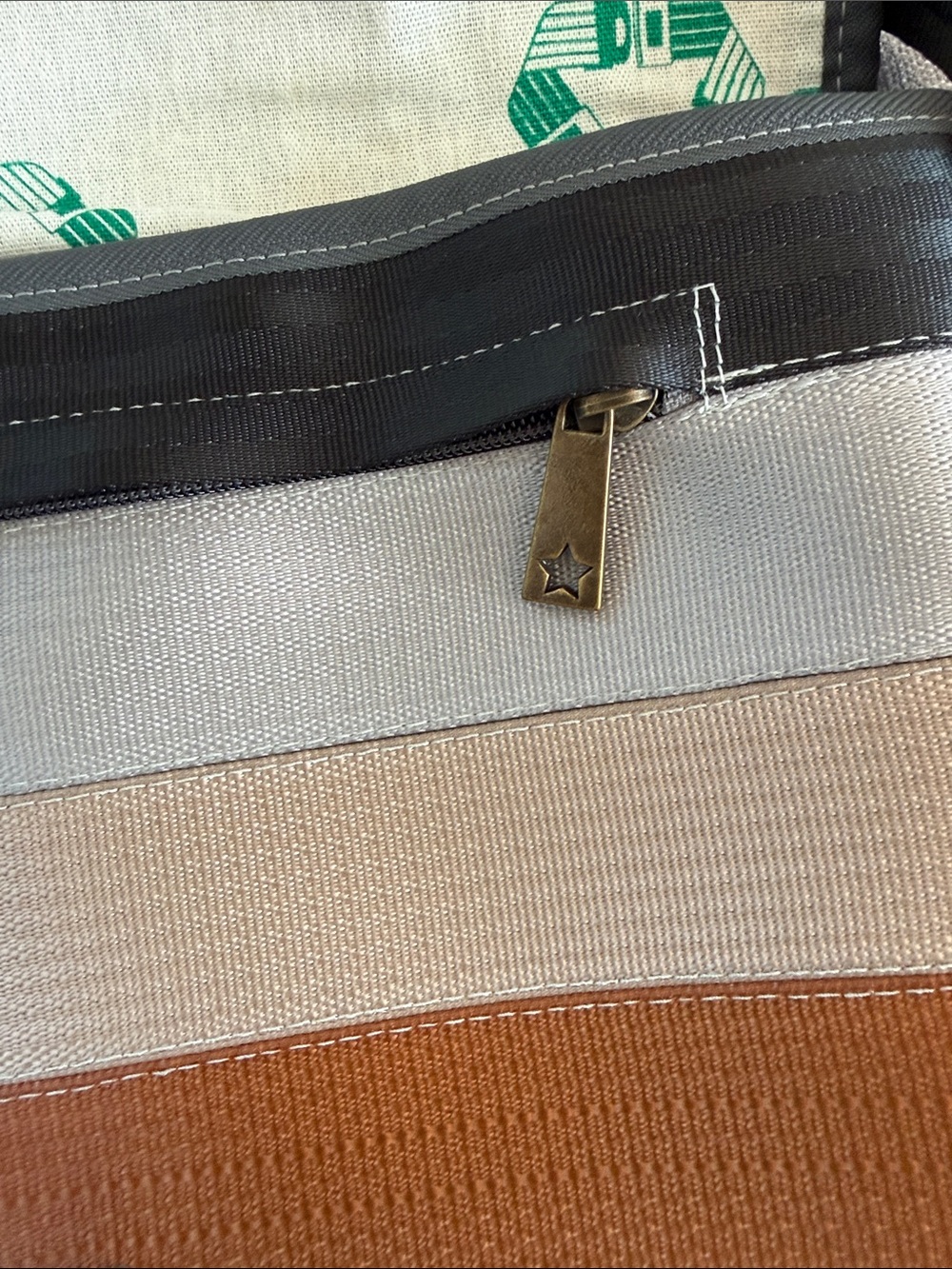 Harveys Striped Seatbelt Crossbody Bag - Brown, Gray & Cream - Picture 6 of 13